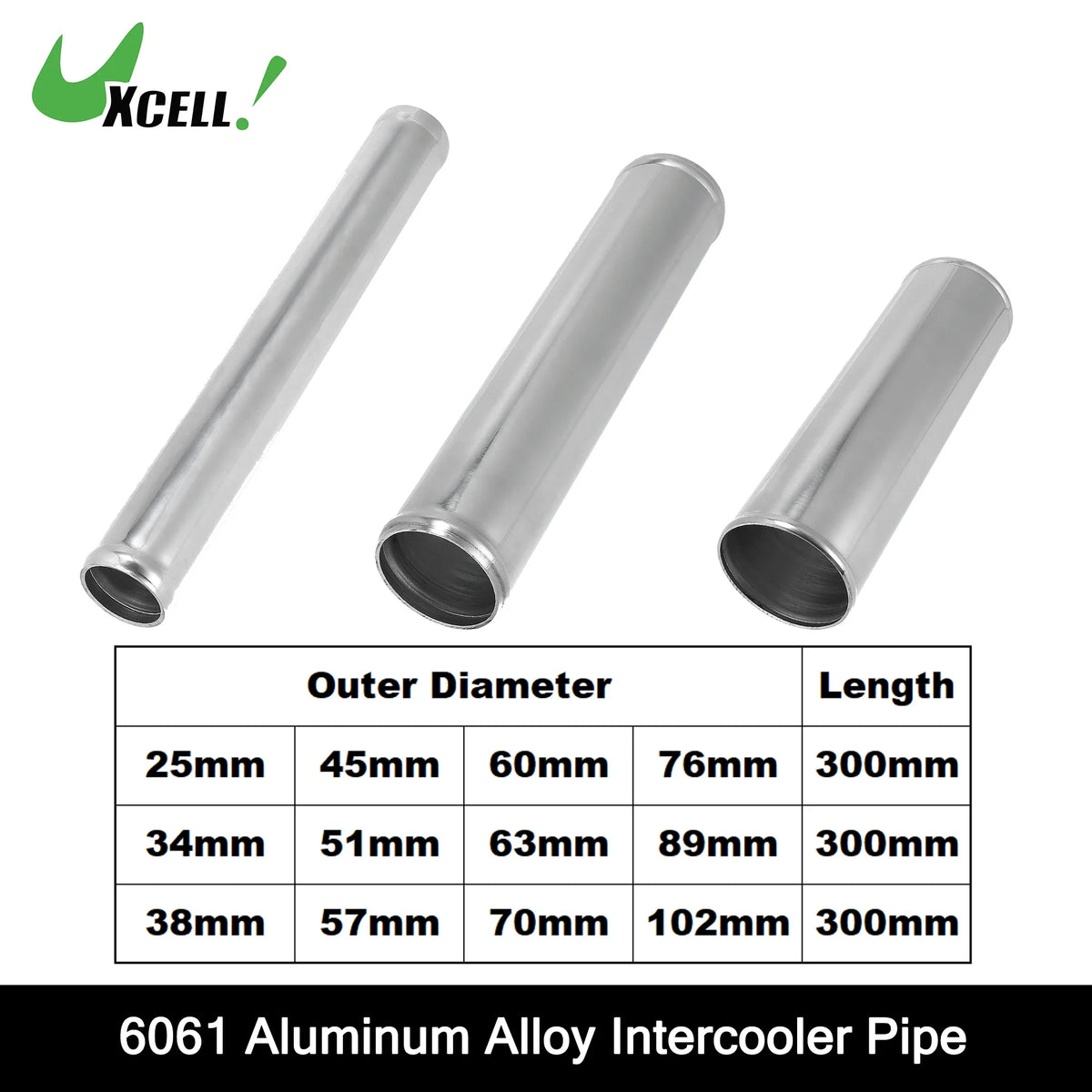 uxcell Aluminum Intercooler Pipe Straight Tube 300mm Length, OD 38mm (ID 33mm)