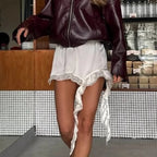 Sexy Lace White Asymmetrical Midi Skirts Street Chic Satin High Waist Slim Skirt Summer Casual Solid Skirt Female 2025