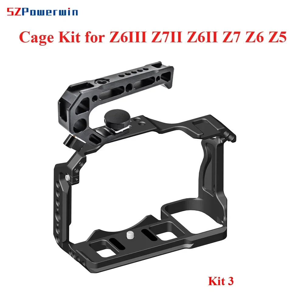 Powerwin Z6III Z7II Z6II Z7 Z6 Z5 Camera Cage Kit  for Nikon Rig Protective Frame Gimbal Arri Locating Screw Wooden Handle