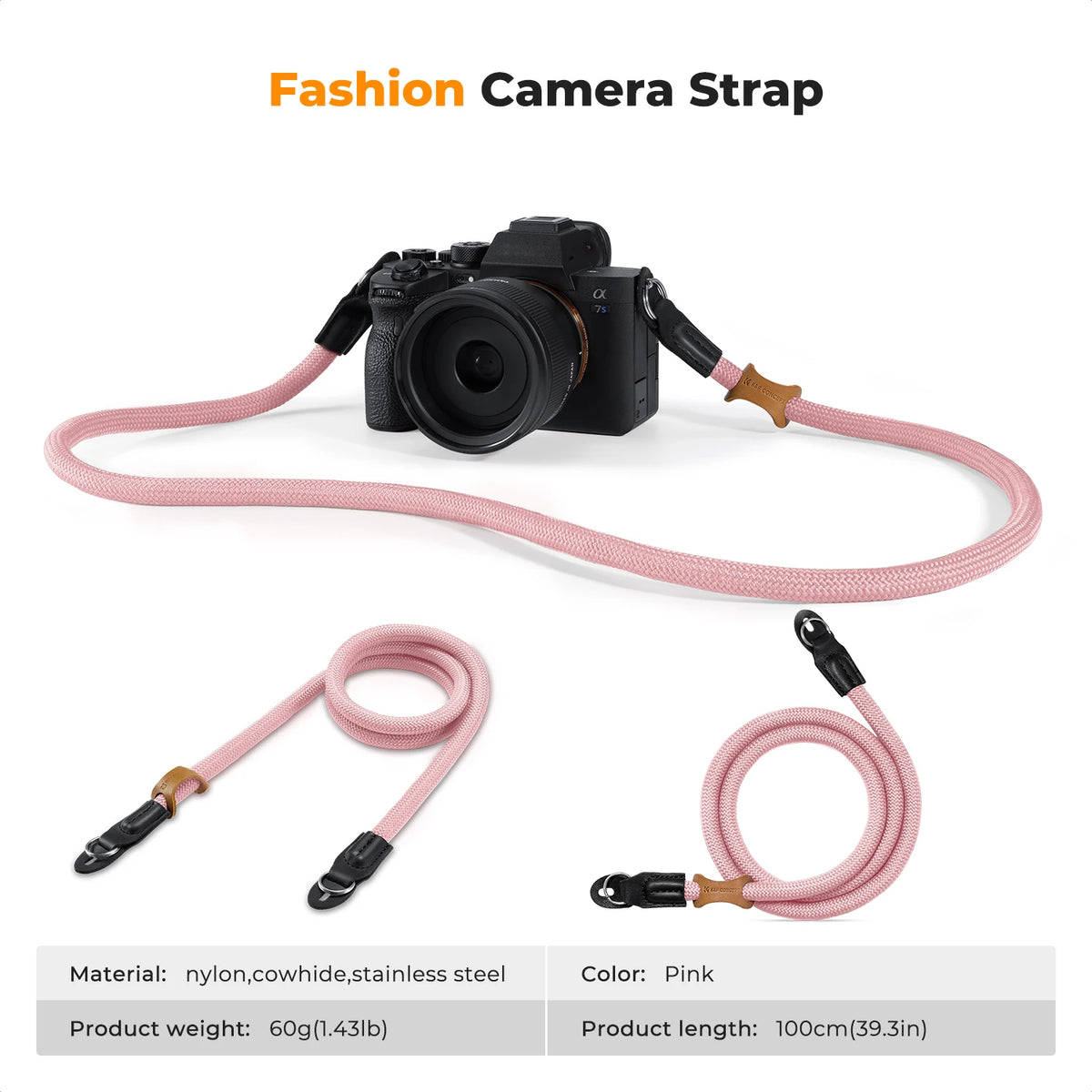 K&F CONCEPT Camera Neck Strap 100cm Nylon Round Neck Shoulder Camera Sling Strap For Canon Sony DSLR SLR Mirrorless Camera Rope