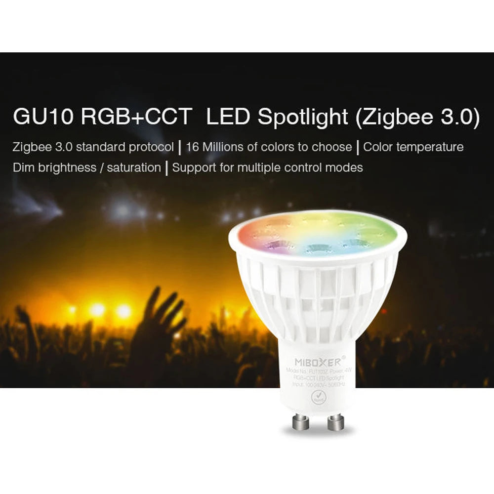Miboxer Zigbee RGB+CCT LED Bulb Light 4W/6W/12W GU10 E27 Smart Dimmable Spotlight Lamp FUT089Z RF Remote WIFI ZB-Box2 ZB-Box3