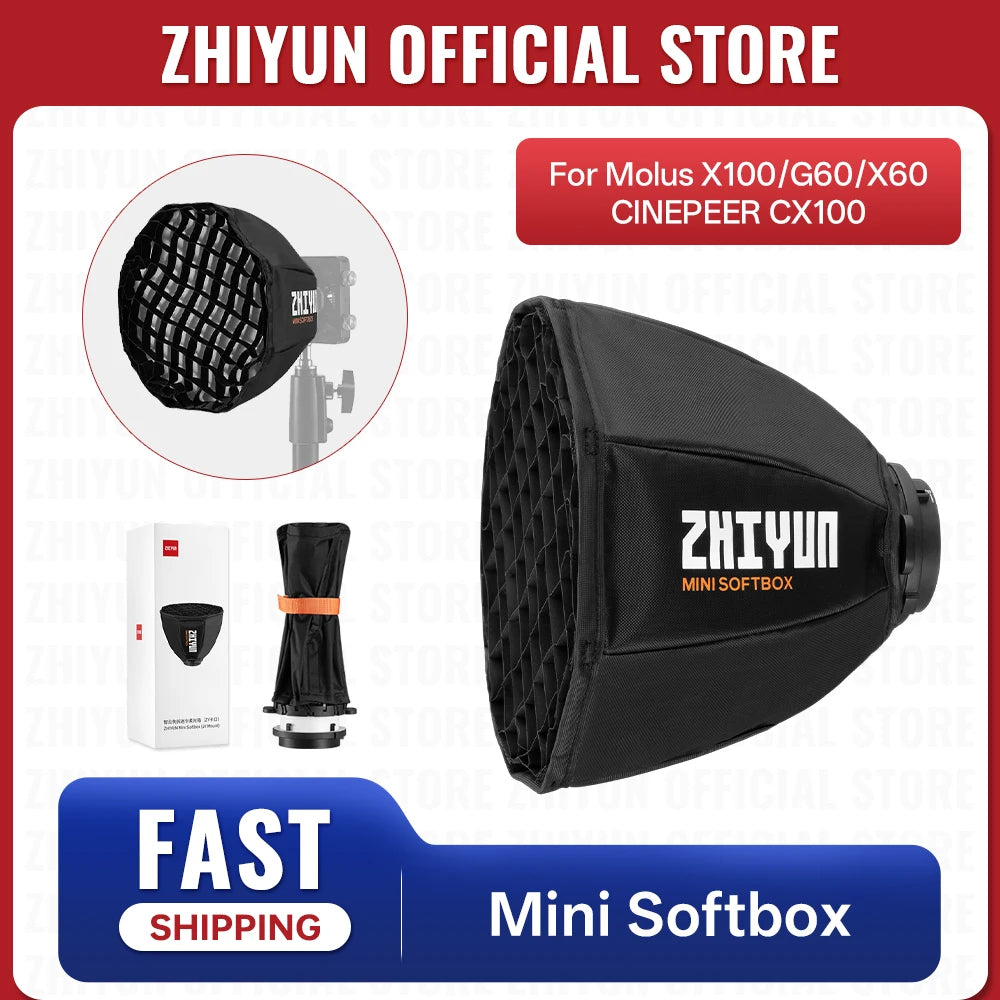 ZHIYUN Official Mini Softbox Octagon ZY Mount EX1H02 Accessories for ZHIYUN Molus G60 X100 CINEPEER CX100 COB Video Light