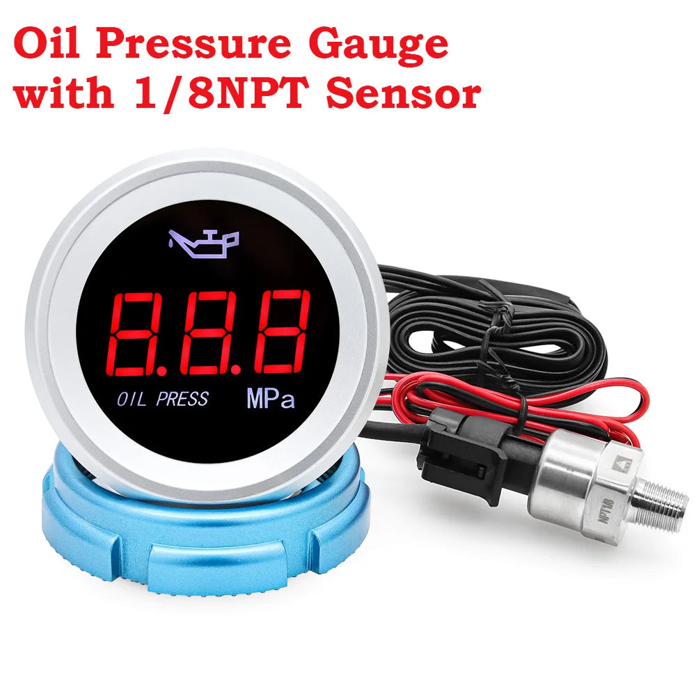 52mm Water Temperature Gauge 0-120°C with Warning Alarm, 1/8 NPT Sensor, 1pc