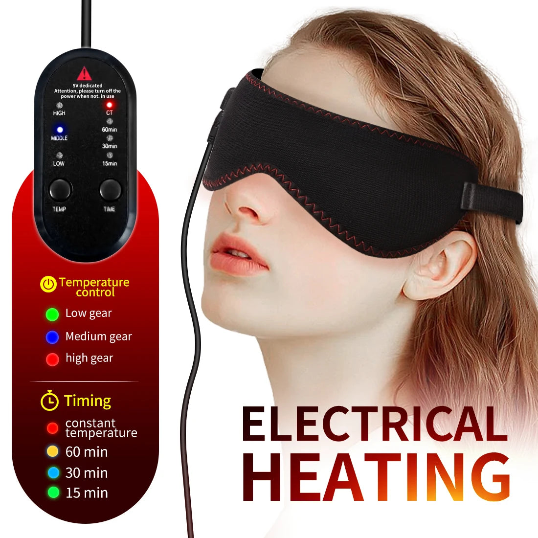 Heated Eye Mask Eye Mask for Dry Eyes with 3 Heat Levels Hot Compress Warm Compress Heating Pad for Sleep Dark Circles