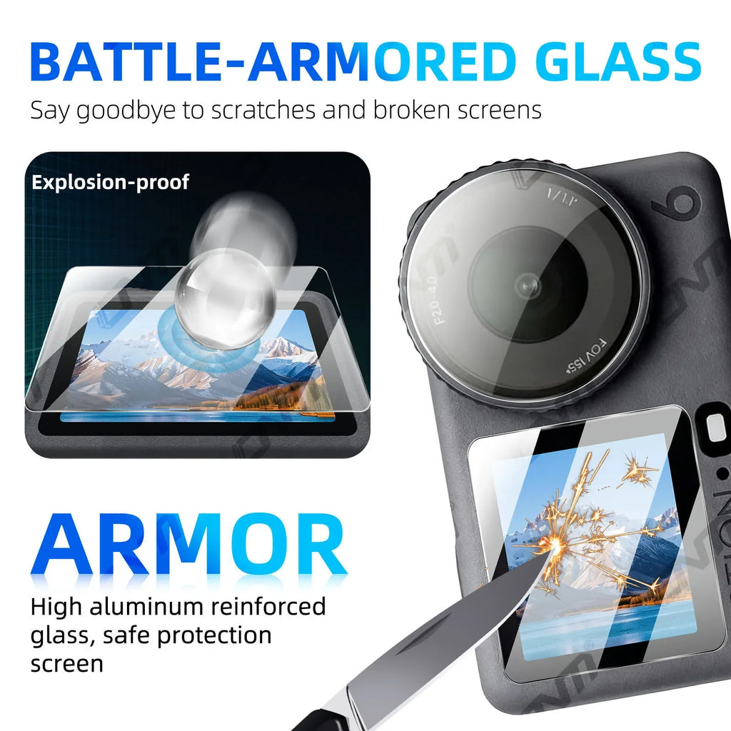 Lens & Screen Protector for DJI Osmo Action 6 - 9H Tempered Glass Camera Anti-scratch Glass Film HD Clear Accessories Set