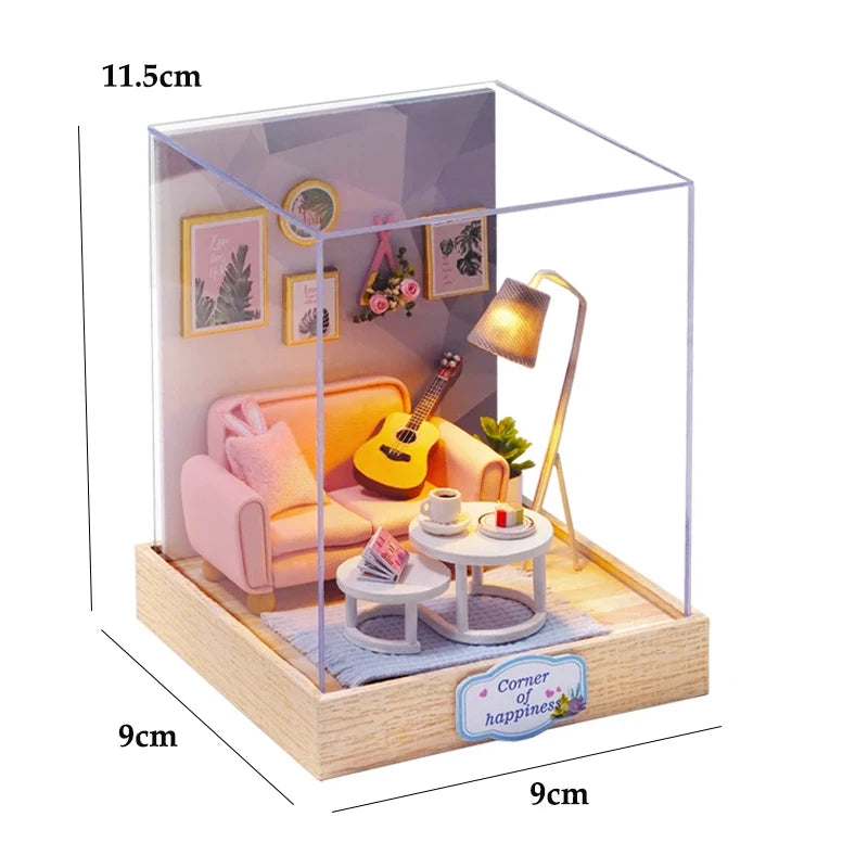 DIY Mini Wooden Dollhouse With Furniture Light Kit Doll House Casa Miniature Accessories Handmade Wooden Toys Birthday Gifts