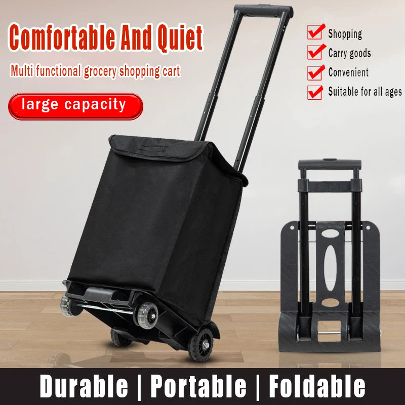 2/4-wheeled small truck with foldable pull rod, portable shopping cart, household grocery cart, small pull cart, luggage cart