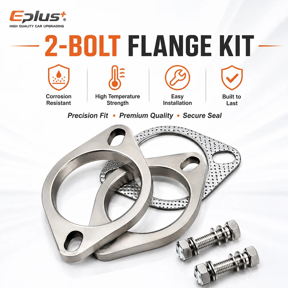 Eplus Car Motorcycle Exhaust pipe Muffler Flange Joint Kit Universal 2 Holes 304 Stainless Steel 51MM 63MM 76MM