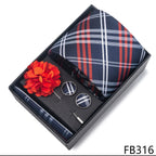 New Designer Blue Red Green Paisley Ties For Men Wedding Party Neck Tie Luxury Tie Pocket Square Cufllink Brooch Set