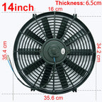 8 9 10 12 14 Inch Universal Slim Fan Push Pull Electric Radiator Fan Air-Sucking Type Cooling & Mounting Kit 12V 80W 2100RPM