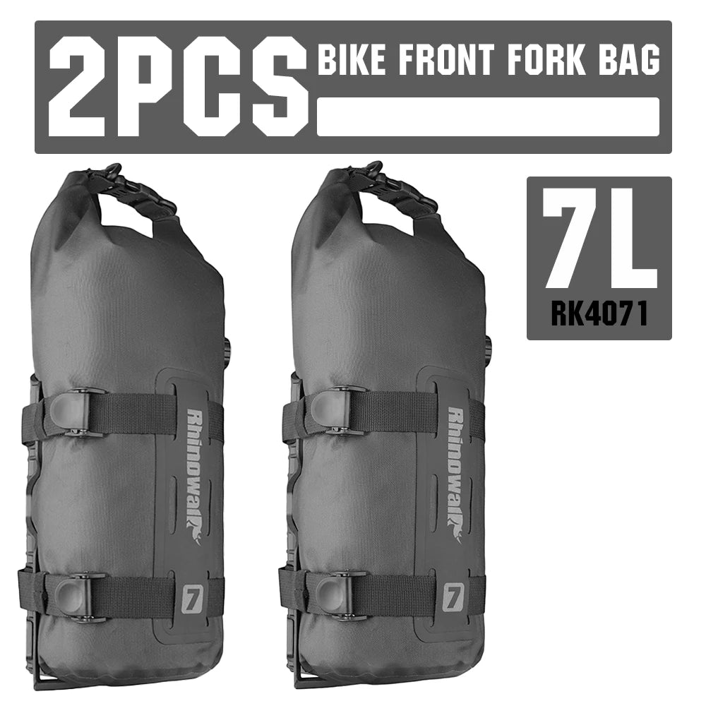 Rhinowalk Bike Front Fork Bag Waterproof 4L/7L Quick Release Cycling Fork Rack Bikepacking Luggage Bag With Mounting Base