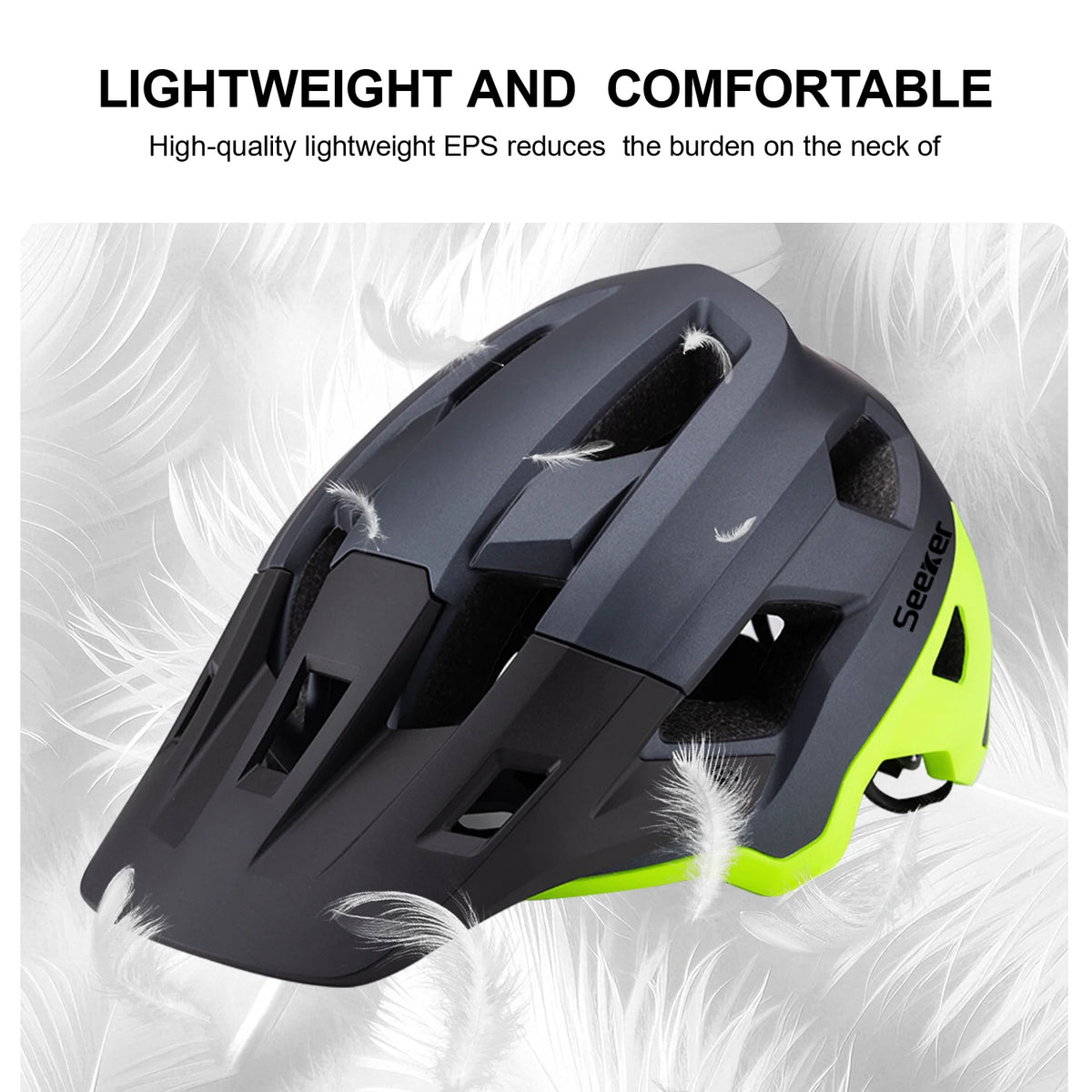 Seeker matte color-blocking cycling helmet, lightweight breathable protective helmet for downhill mountain bikes, adjustable siz