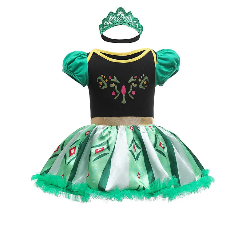 Infant Baby Girl Jumpsuit Dress Little Girl Princess Romper Dress With Headbands Kids Clothes Size 70-80-90-100