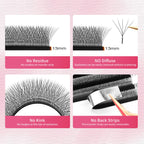 XIUSUZAKI 5 Trays/lot 5DW Lashes Extensions Matte Black W Shaped Premade Volume Fans False Eyelashes Extensions Makeup Tools