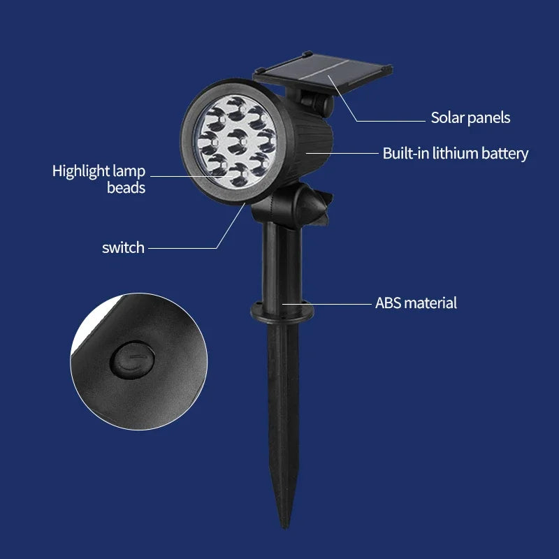 Solar LED Landscape Spotlight 9-LED Adjustable In-Ground/Wall Light IP65 Outdoor 1-4pc