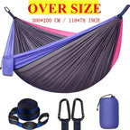 Extra-Large Double Camping Hammock, 3m x 2m (300*200cm), Includes Two 2m Tree Straps, Two D-Shaped Stainless Steel Hooks