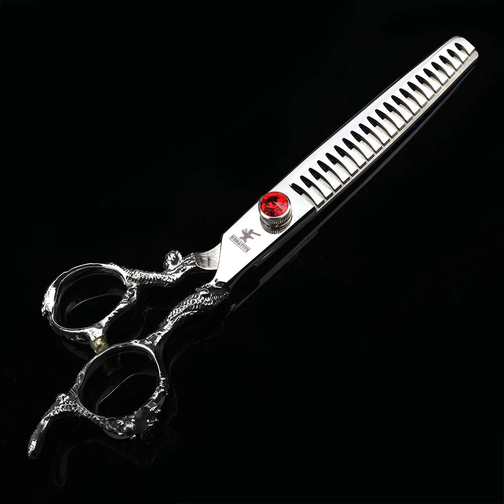6 "7" Dragon Handle Japanese 440C Steel Barber Scissors Professional Cutting and Thinning Scissors