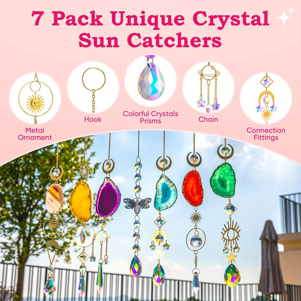 DIY Crystal Suncatcher Making Kit for Adults, Window Hanging Prism and Agate, Style A