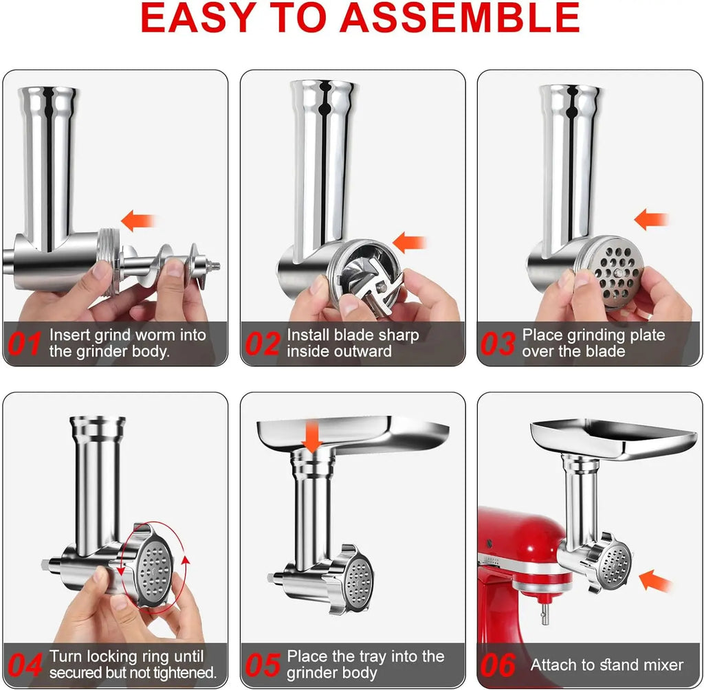 Metal Food Grinder Attachments for all KitchenAid chef and Cuisinart Stand Mixers SM-50 Series. Meat Grinders, Sausage Stuff