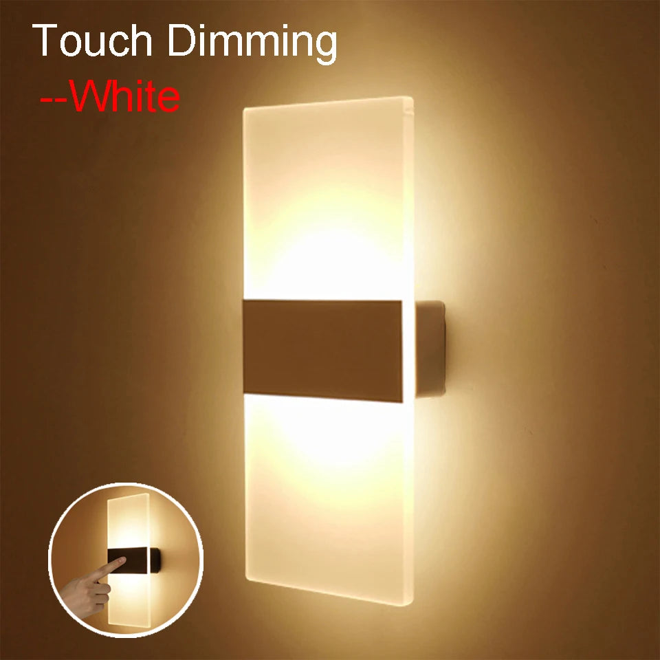 USB Recharge Wall Lamp Touch Motion Sensor Switch Indoor Acrylic Night Lights Bedroom Bedside Wall Sconce Nordic LED Wall Light
