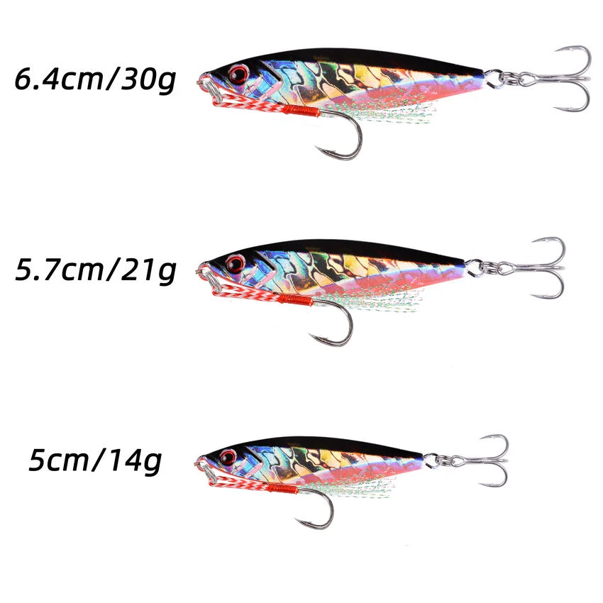 14Pcs Metal Jig VIB Fishing Lure 14G 21G 30G Sinking Lures Sea Jigs Spoon Winter Fishing Good For Fishing Jigging Hard Ice Bait