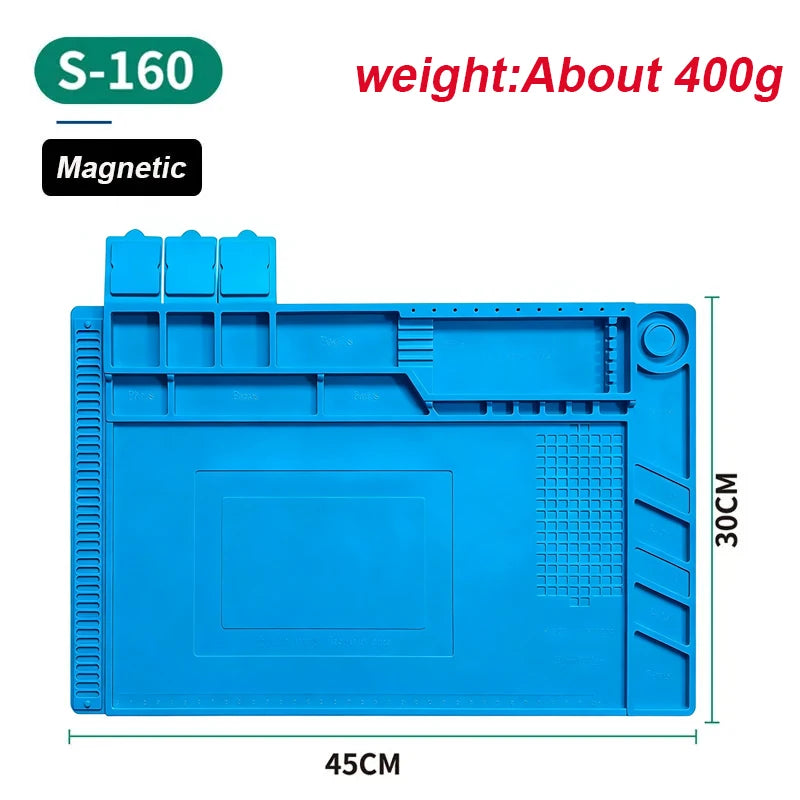 Silicone Soldering Pad Desk Platform Mat for Welding Station Iron Phone PC Repair Magnetic Heat Insulation No Lead S-160