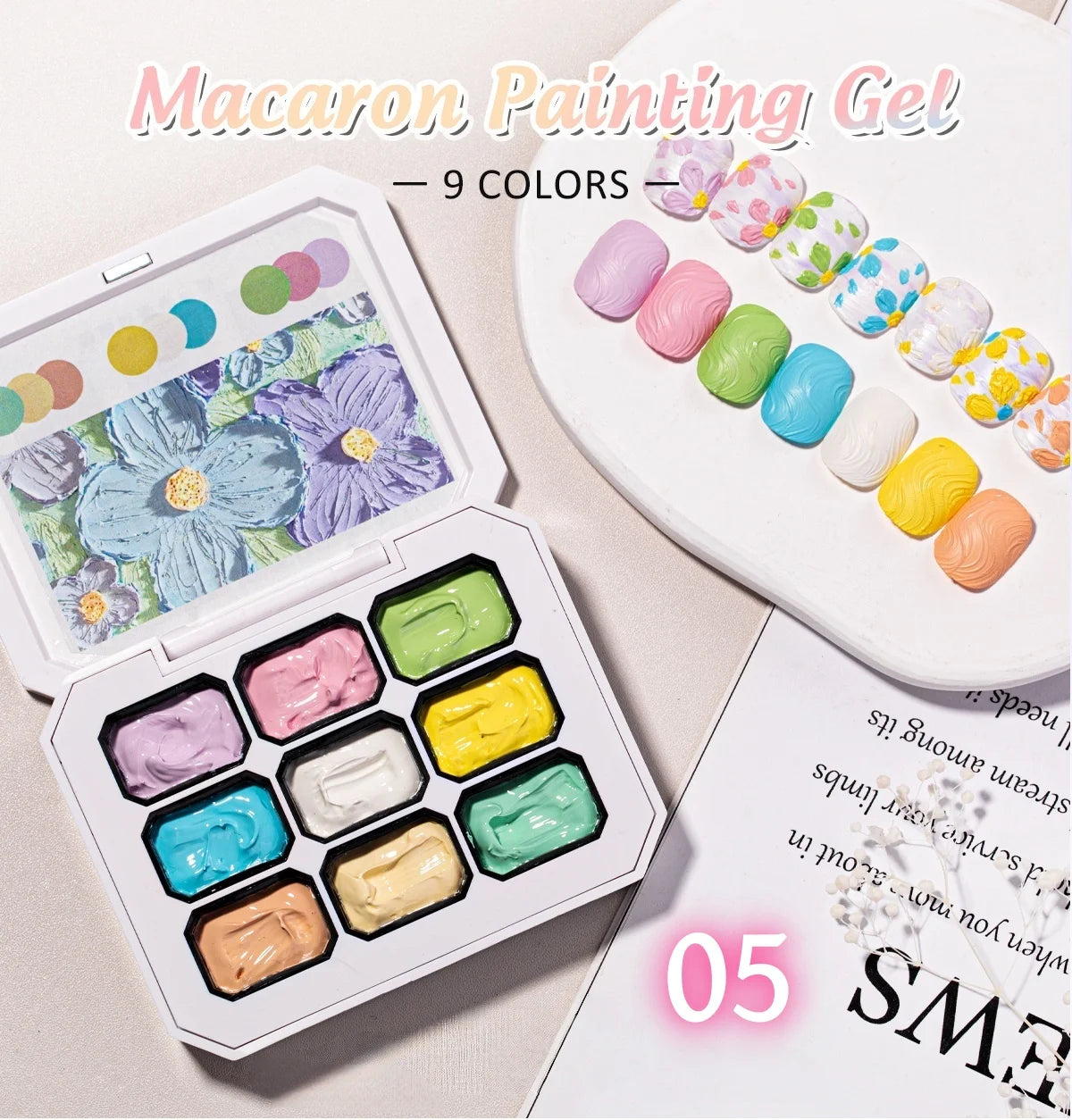 9-Color  Macaron Series Oil Painting Gel, Nail Art Glue, Shiny Bright Colors, High-Saturation Cream Texture Strong Gel, Durable