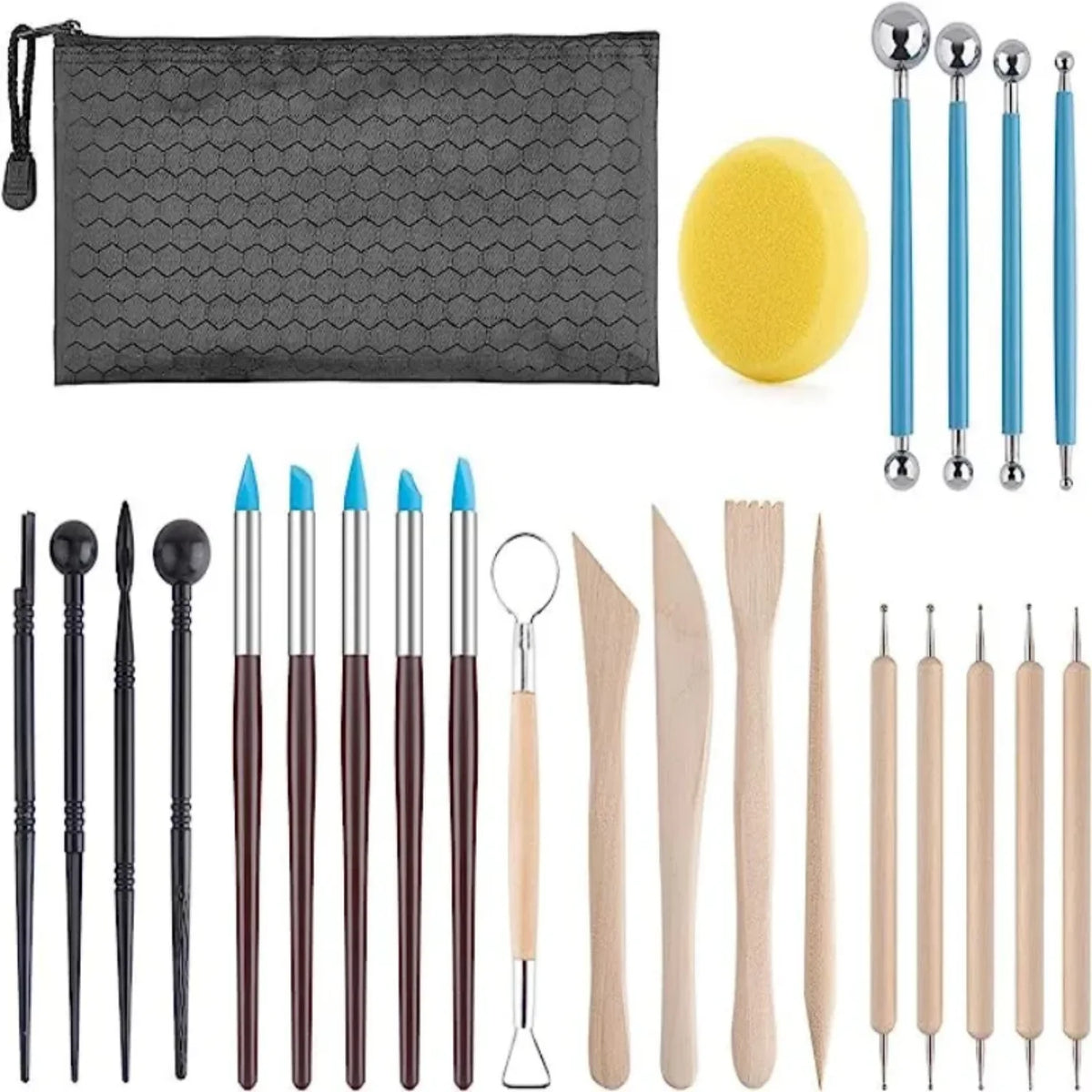 61Pcs Pottery Clay Sculpting Tools Carving Tool Kit With Carrying Case Bag For Beginners Professionals Pottery Modeling DIY Tool