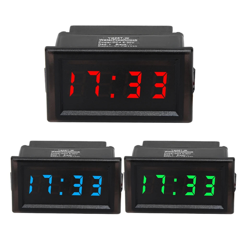 Car Digital Clock LED Digital Display Clock Clock DC4.5-30V Waterproof Dustproof Car Auto Electronic Clock LED Digital Display