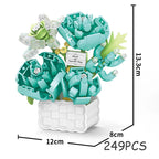 Rose Eternal Flower Basket Potted Plants Mini Particle Building Block,DIY Sunflower Flower Ornament Assembled Toy,For Kids Gifts