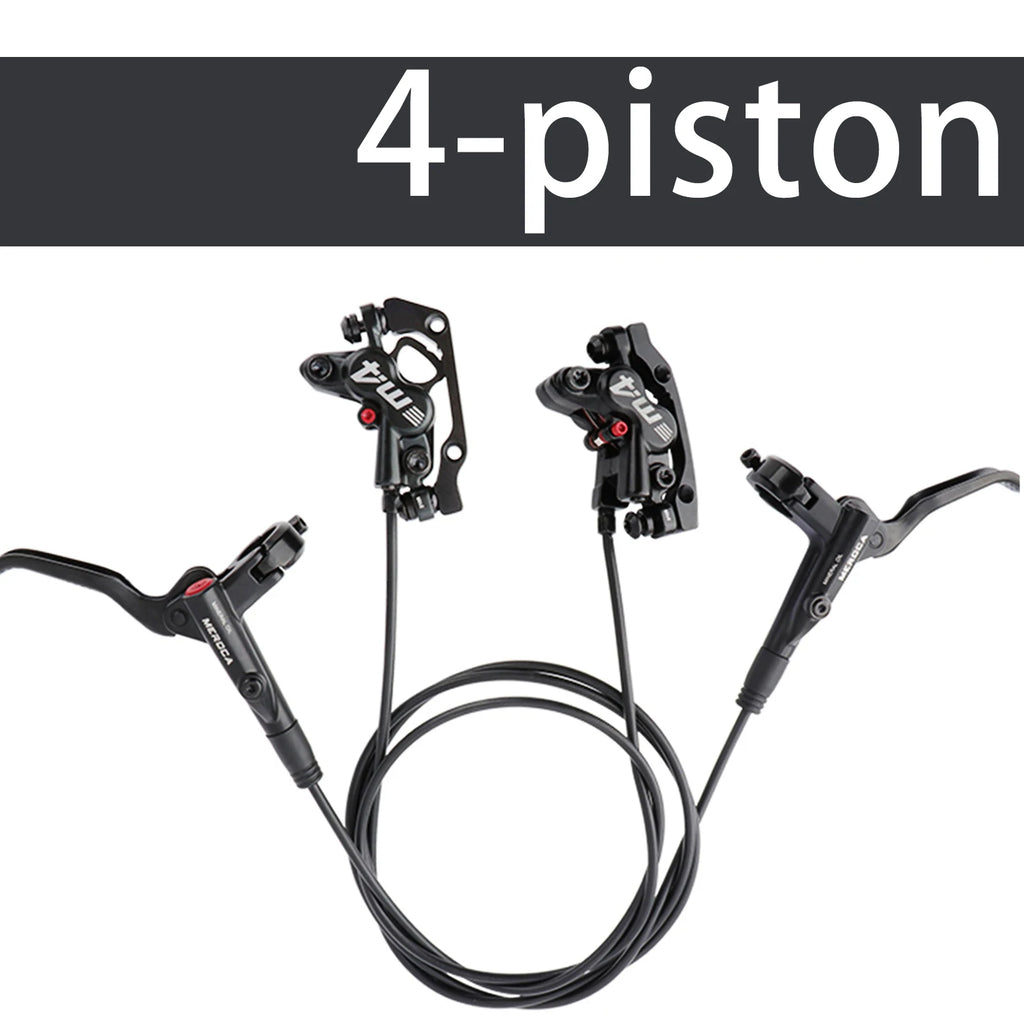 MEROCA M4 4-piston Hydraulic Bicycle Brakes Front Rear Kit 4 Piston Disc Brake Oil Brake MTB Compatible with 160mm Rotor