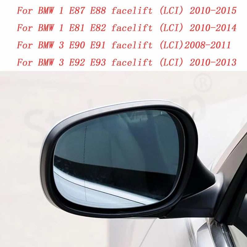 Carbon Fiber Pattern Side Mirror Cover Caps for BMW 1 & 3 Series E81 E82 E87 E88 E90 E91 E92 E93 Black