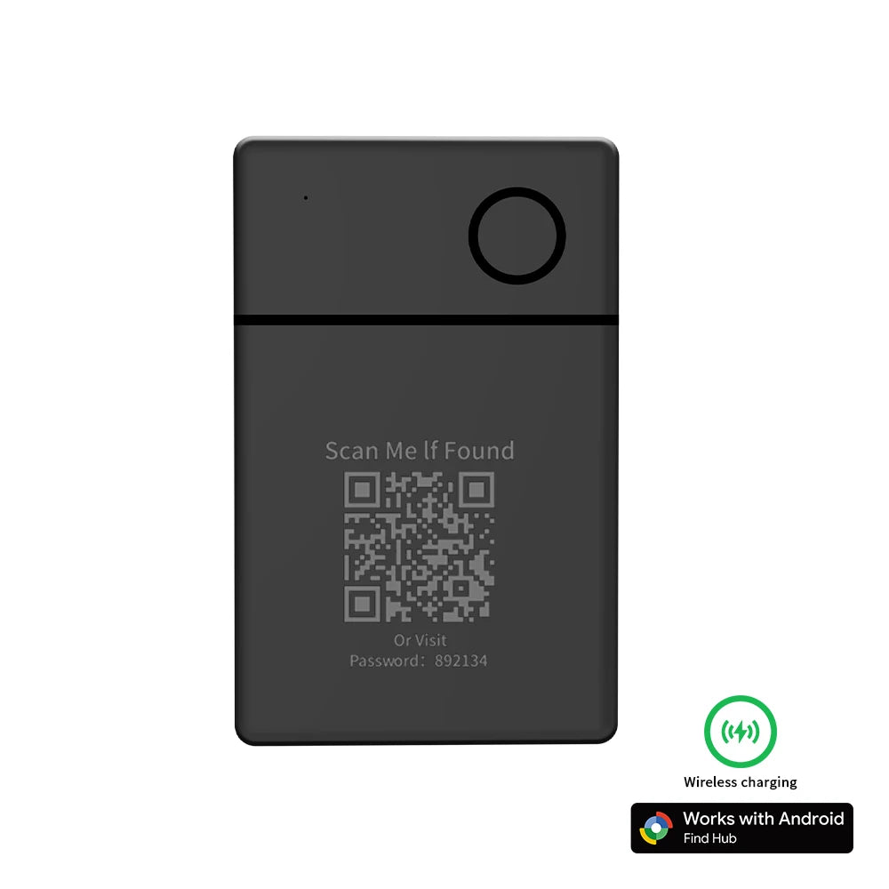 Wireless Rechargeable GPS Card Tracker Google Certified Android Locator for Xiaomi Pixel QR Code Anti Loss Billfold Smart Tag