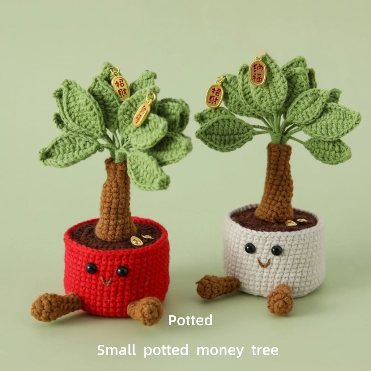 Creative Crocheted  Plants Potted Cute Kintted Plant  Pot Artificial Wheat Decoration Gift Artificial Flowers