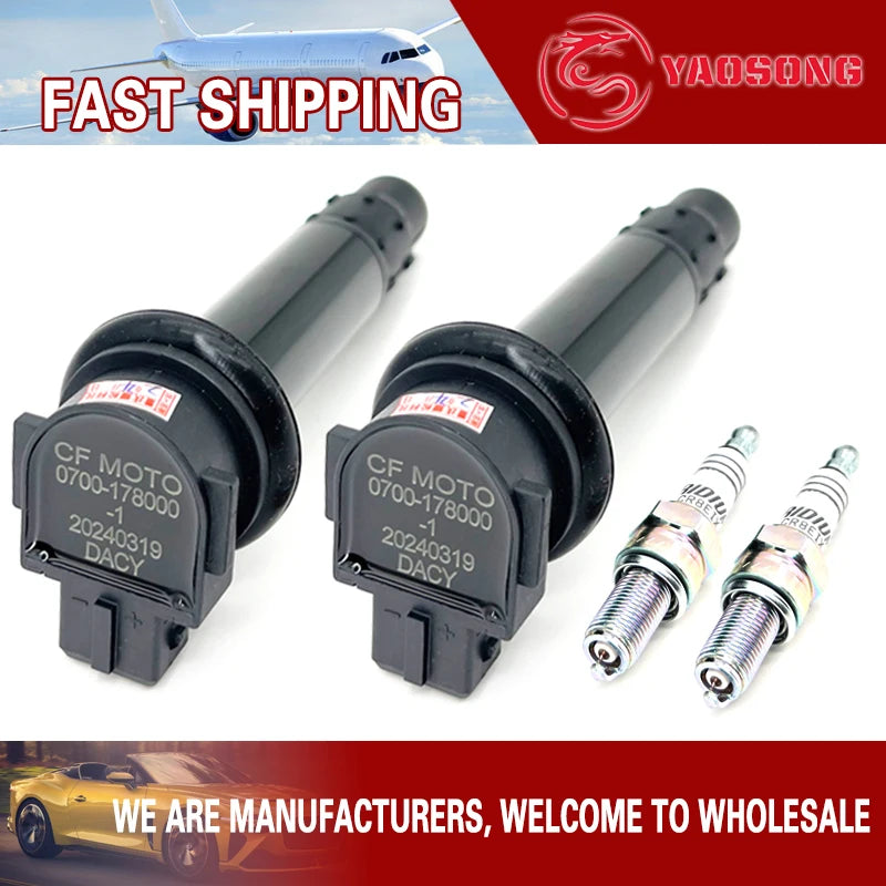 CFMoto Ignition Coil 0700-178000 for CF400/650NK/650MT/700CLX, 2pcs Set