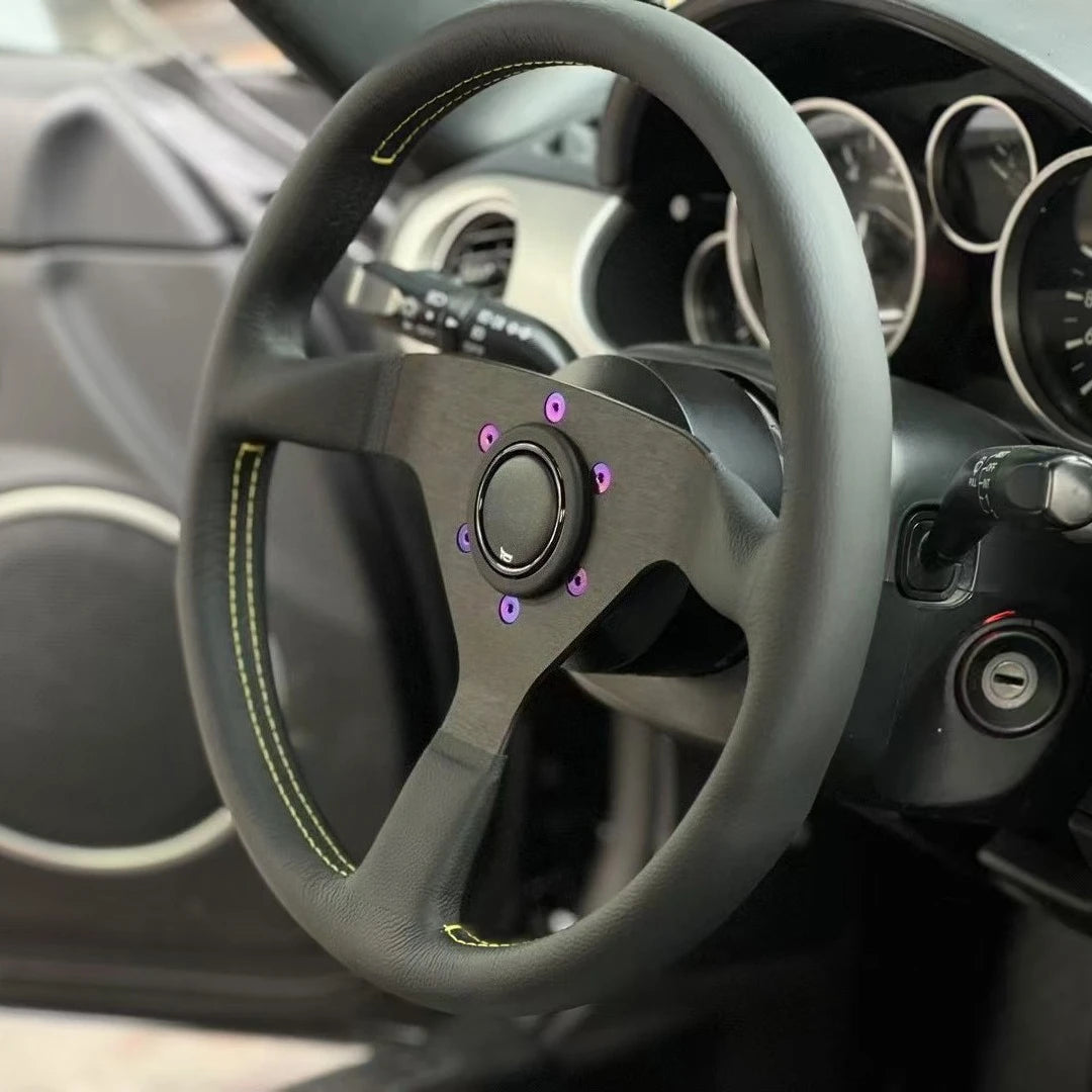 350mm MonteCarlo Leather Steering Wheel for MOMO NRG HKB OMP SPARCO hubs