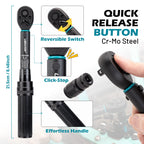 21pcs Bike Torque Wrench 1/4" 2-14Nm Bike Torque Wrench Set Socket Spanner with Impact Bit Bicycle Motorcycle Ratchet Repair Kit