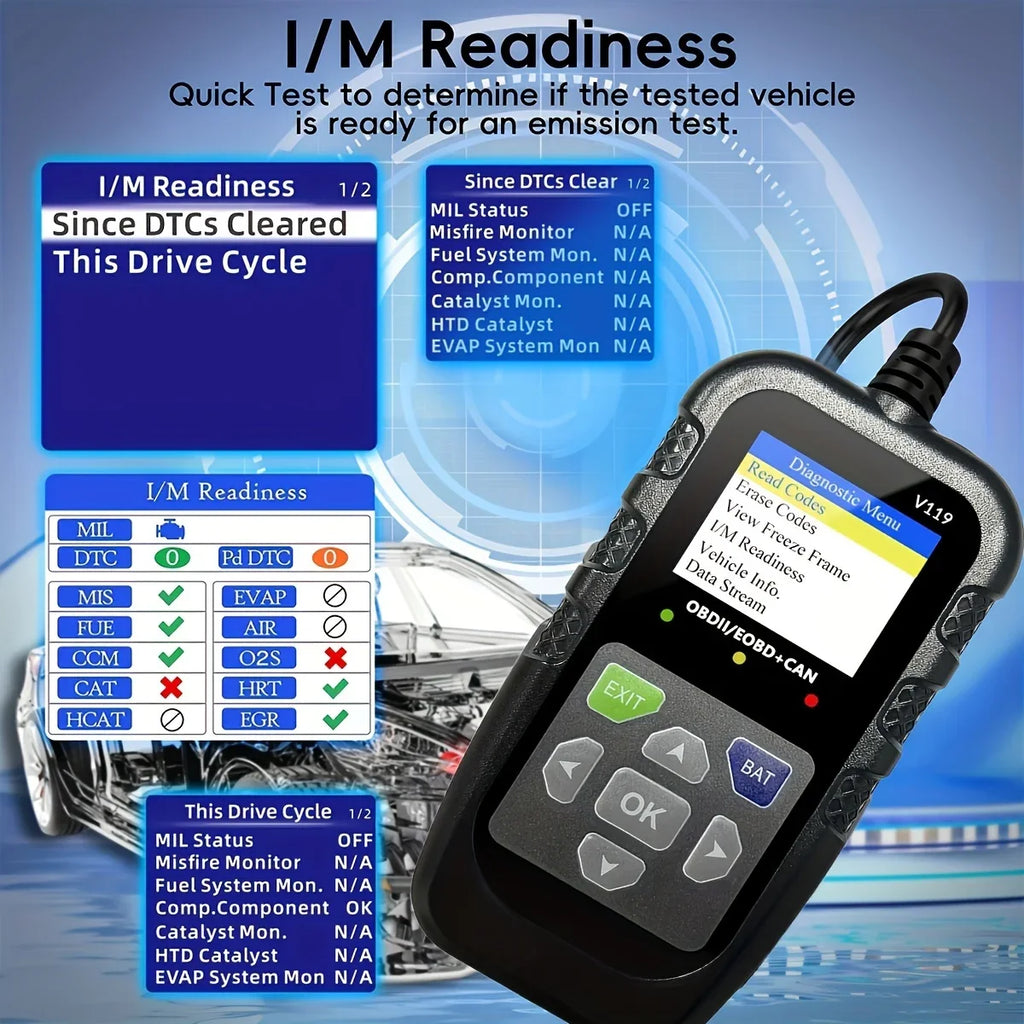 Obd2 Scanner Diagnostic Tool with Voltage Tester, Obdii Engine Fault Code Reader, Eobd + Can Charging Tester, Insulation, Automo