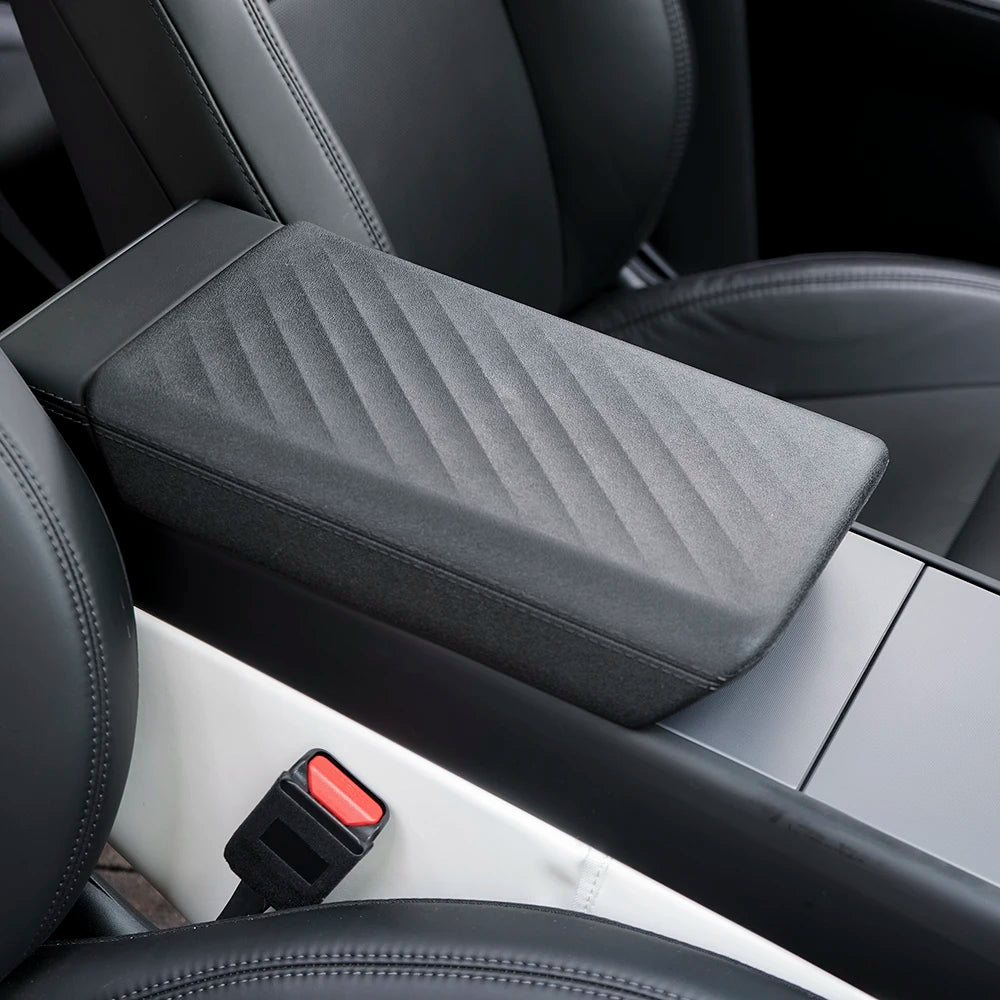 Tesla Center Console Armrest Lid Cover, TPE, Black or White, for Model Y/3 Highland