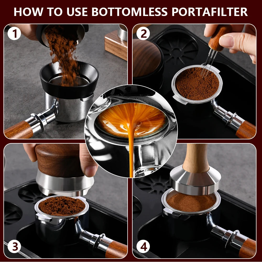 51mm Coffee Bottomless Portafilter With Filter Basket For Homix H11 Oster Cecotec Hibrew Espresso Machine Handle Cafe Tools