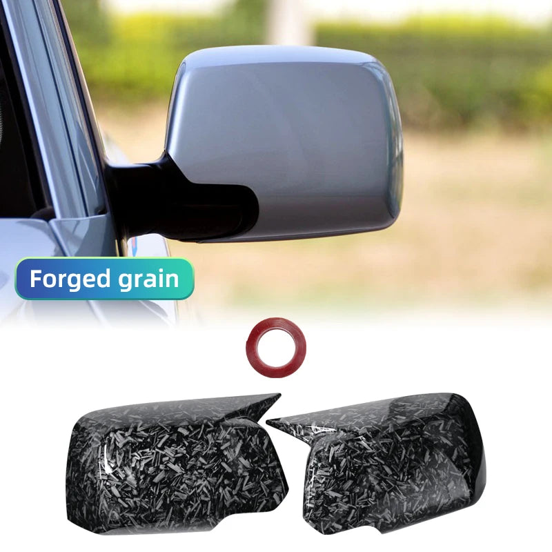 BMW X3 E83 2003-2010 Rearview Mirror Cover Stickers - Carbon Fiber Pattern, Gloss Black
