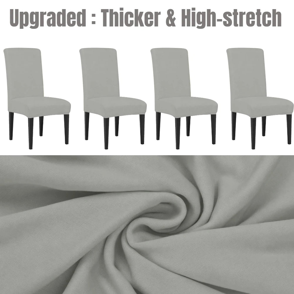 4Pc Set High Stretch Dining Chair Cover Elastic Slipcover Removable Non Slip Seat Protector for Living Room Home Kitchen Wedding