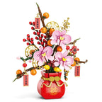 Flower Bouquet Plum Blossom Peach Blossom Narcissus Bonsai Potted Plant Building Blocks Model Home Decoration Toy For Kids Gift﻿