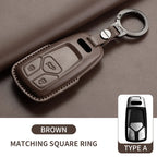 Auto Key Shell Fob For Audi A4 A4L A5 Q5 Q7 TT TTS 8S B9 2016 2017 2018 Leather Car Remote Key Case Cover Keychain Accessories