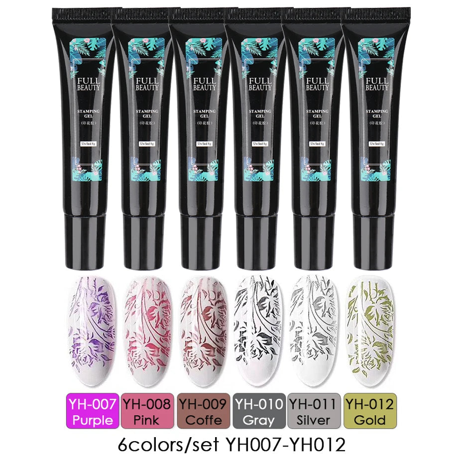 5/6pcs Fluorescent Stamping Plates Gel Nail Polish Manicure Set Hybrid Lacquer Gel For Nails Art Template Printing Accessories