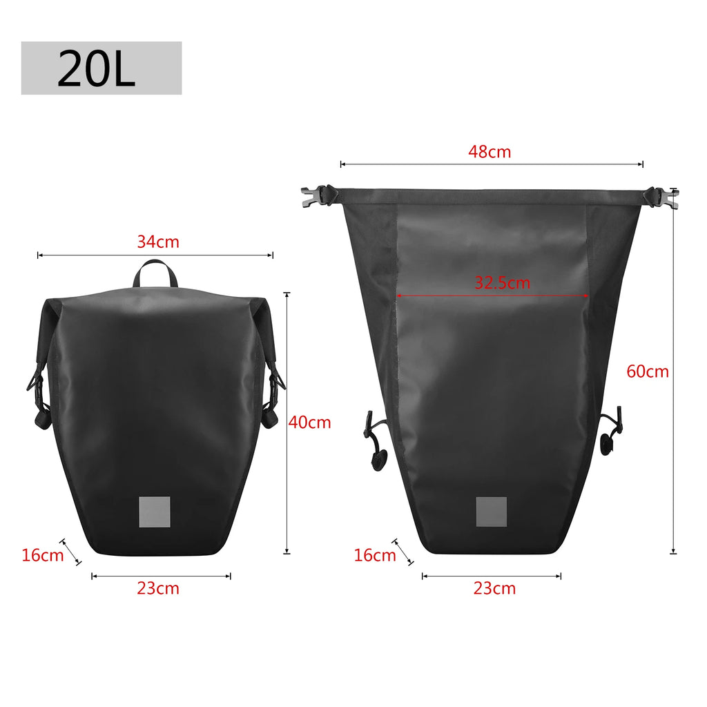 SAHOO 10L / 20L Waterproof Cycling Trunk Bag Large Capacity Bicycle Rear Rack Bag Bike Pannier Travel Bag Mtb Bike Accessories
