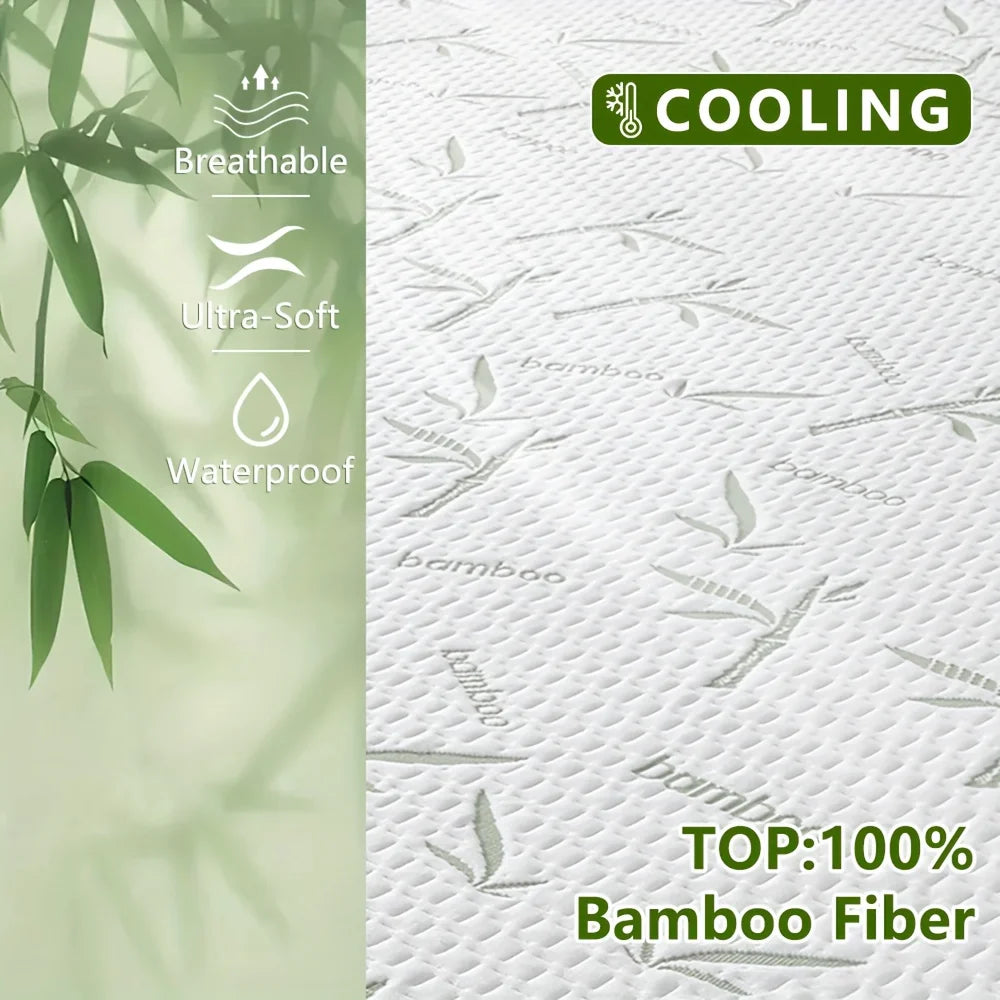 1p Cooling Bamboo Fiber Fitted Sheet, Breathable Mattress Protector Cover  with Deep Pocket for Summer
