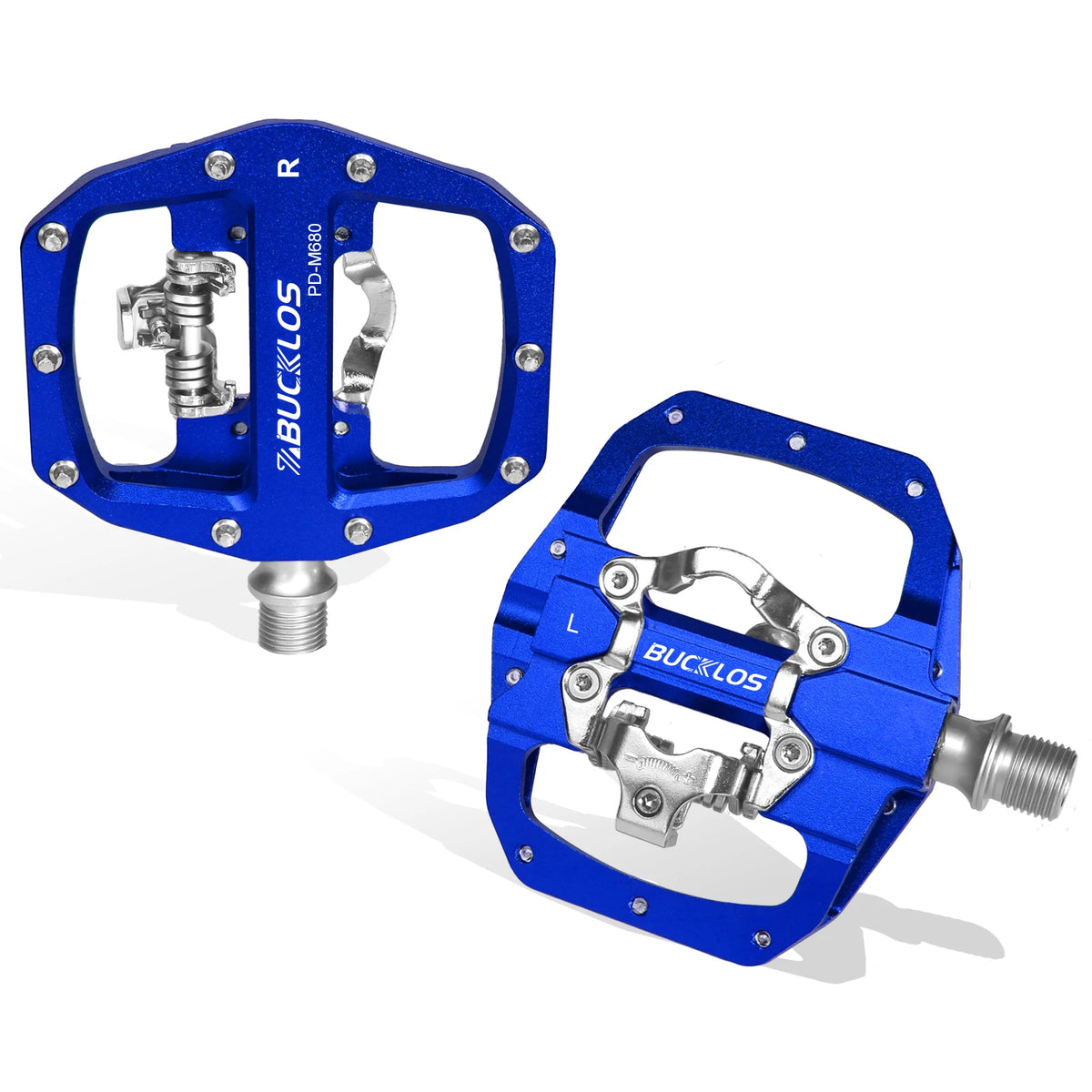 BUCKLOS MTB SPD Compatible Dual Platform Clipless Pedals, Black/Blue/Grey/Red Options