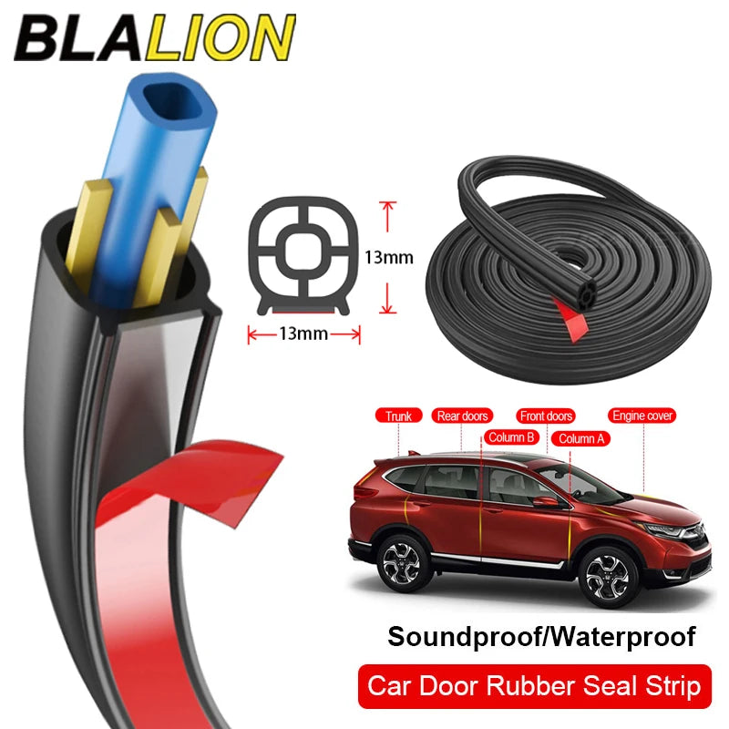 BLALION 5/16/25m Car Door Seal Strips Sticker Double Layer Weatherstrip Rubber Sound Insulation For Car Door Trunk Engine Cover