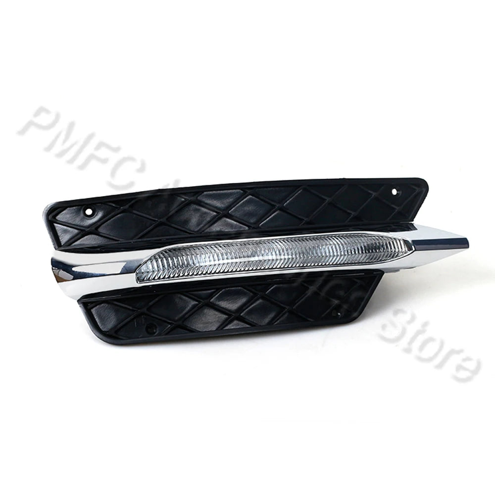 PMFC Front Bumper Grilles Molding LED Fog Light Daytime Running Light Fog Lamp For Mercedes-Benz W204 C-Class 2012 2013 2014